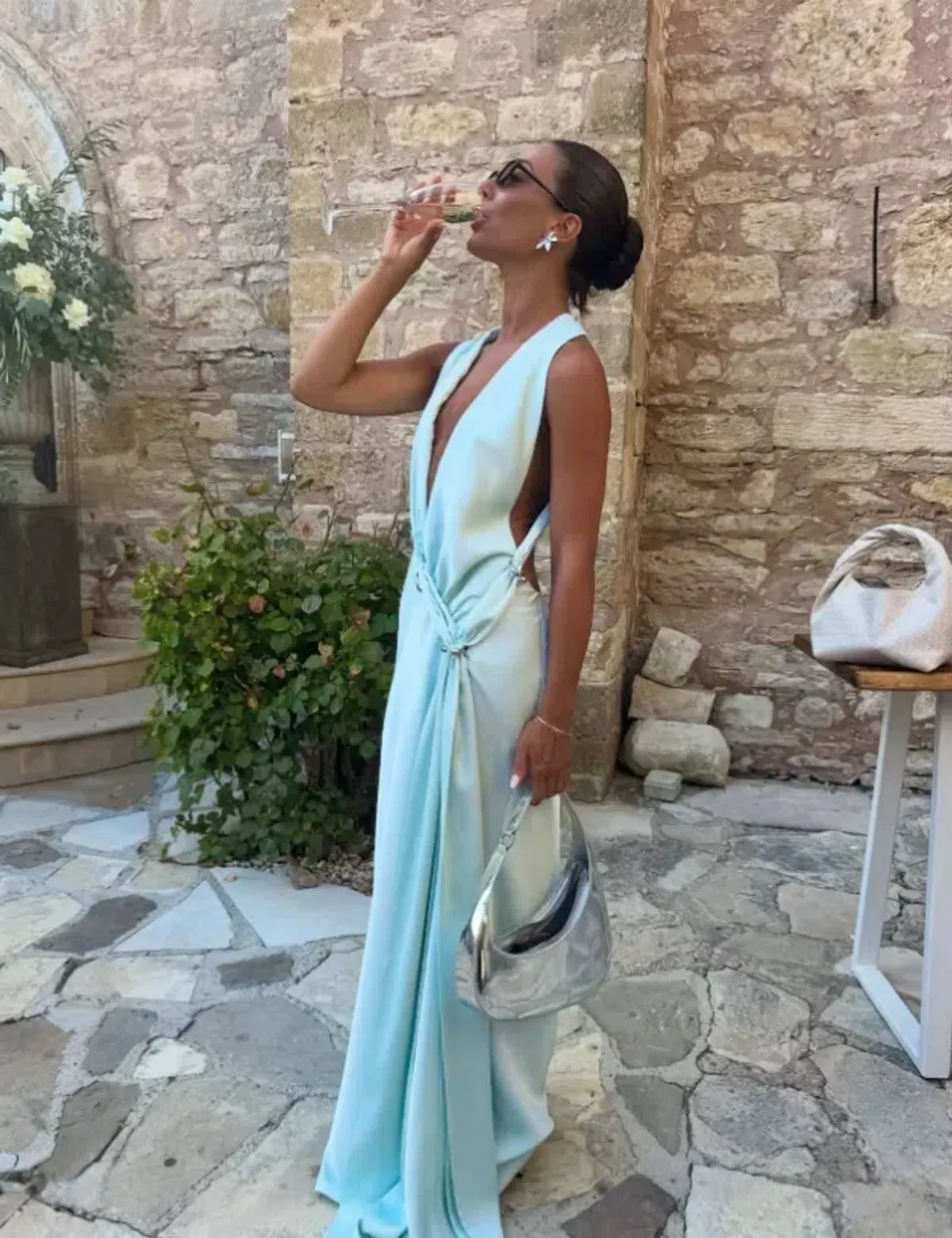 Misha The Harlow Satin Maxi Dress Ice Blue Size XS / AU 6 - Image 2