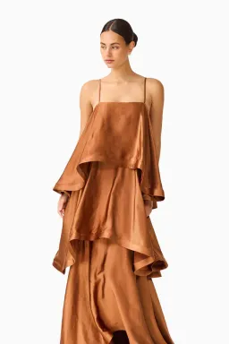 Elliatt Tilly Tiered Maxi Dress in Toffee Brown Size 12 for rent on The Volte - image 4