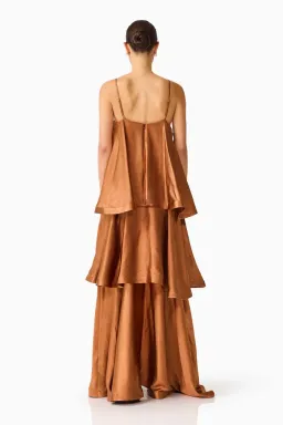 Elliatt Tilly Tiered Maxi Dress in Toffee Brown Size 12 for rent on The Volte - image 3