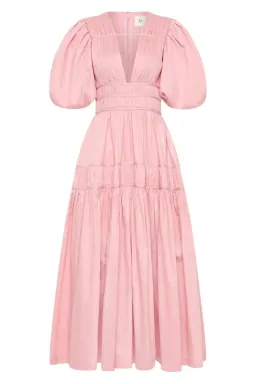 Aje Fallingwater Ruched Midi Dress in Chalk Pink Size AU 12 for rent on The Volte - image 3