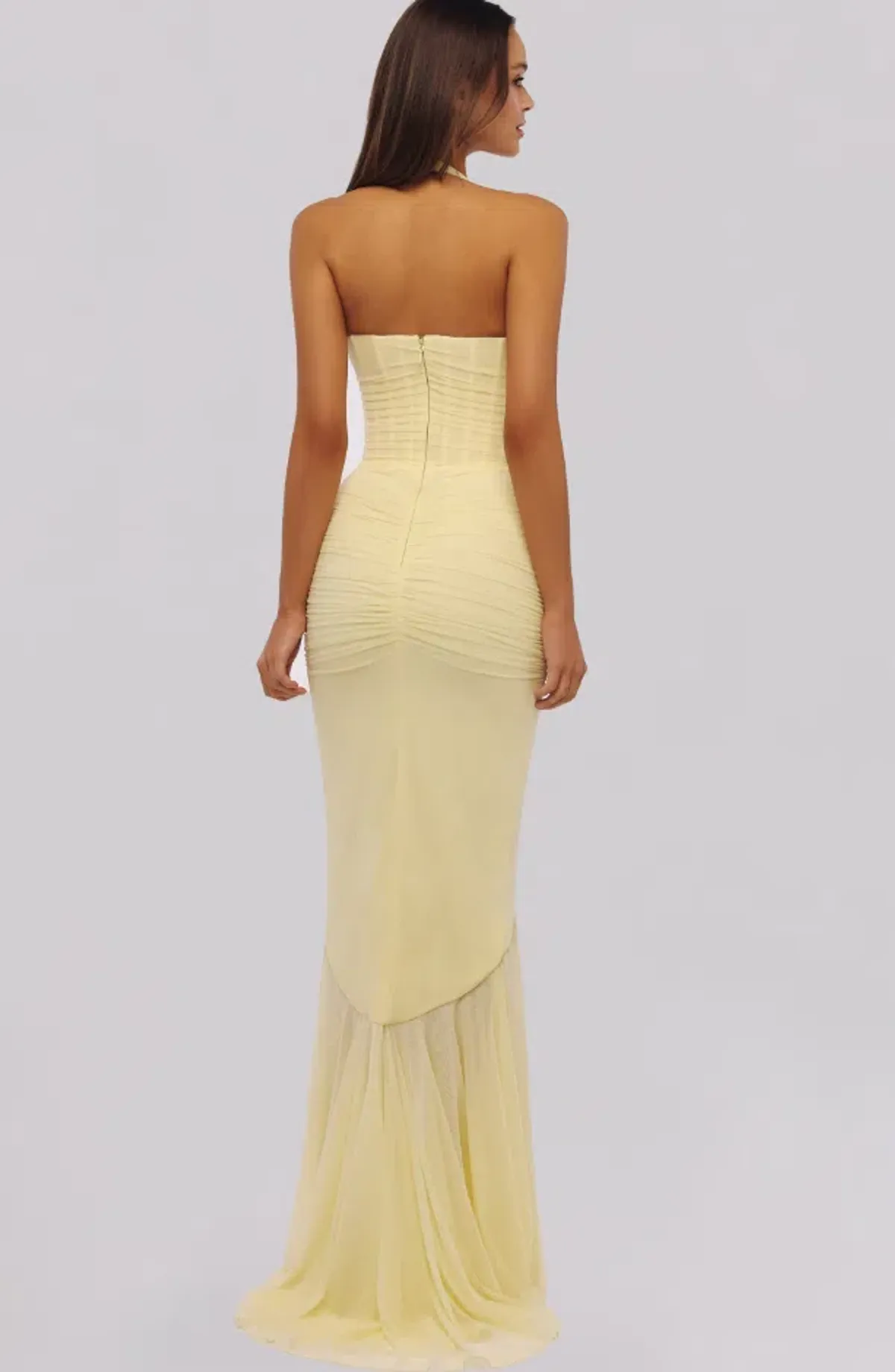 House of CB Carmine lemon mesh silhouette maxi dress Regular Cup Size L - Image 2