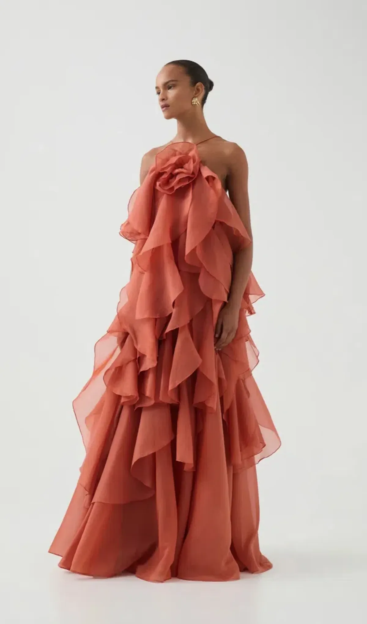 Aje Pandorea Layered Maxi Dress Coral Clay Size AU 6 - Image 5
