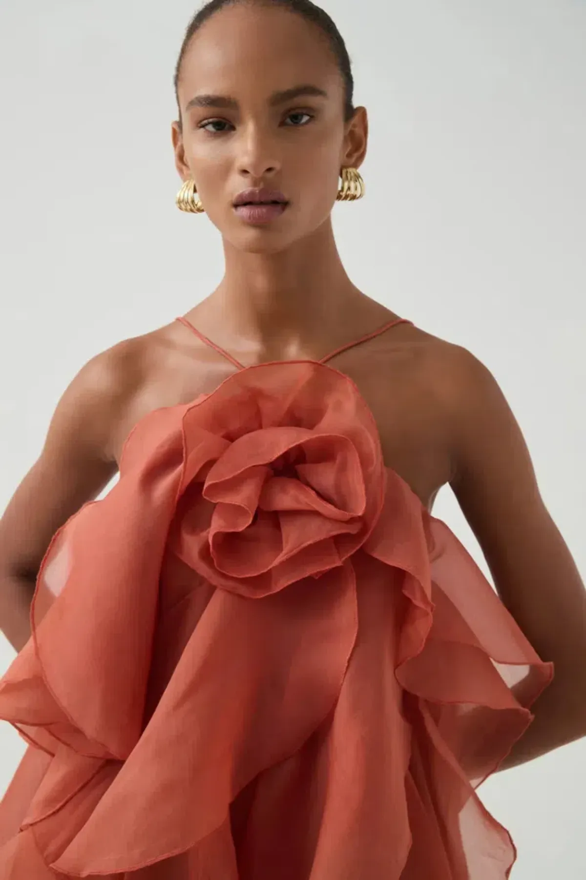 Aje Pandorea Layered Maxi Dress Coral Clay Size AU 6 - Image 4