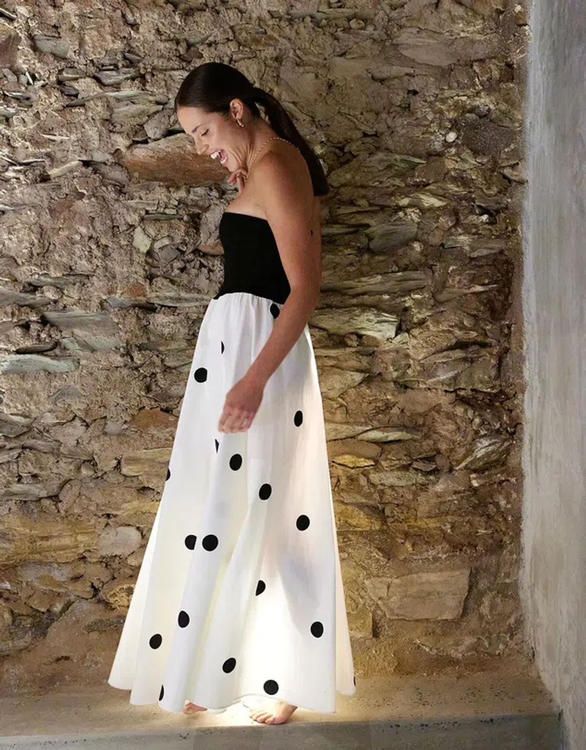 Aston Studio Frankie Maxi Dress Nero Milk Dot Size 16 - Image 3