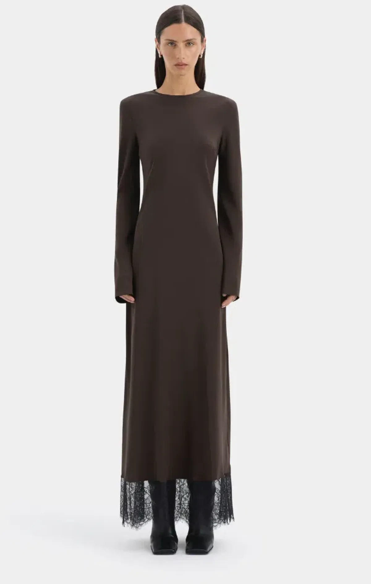 Sir the Label Aries Long Sleeve Gown Bitter Chocolate Size 0 - Image 1