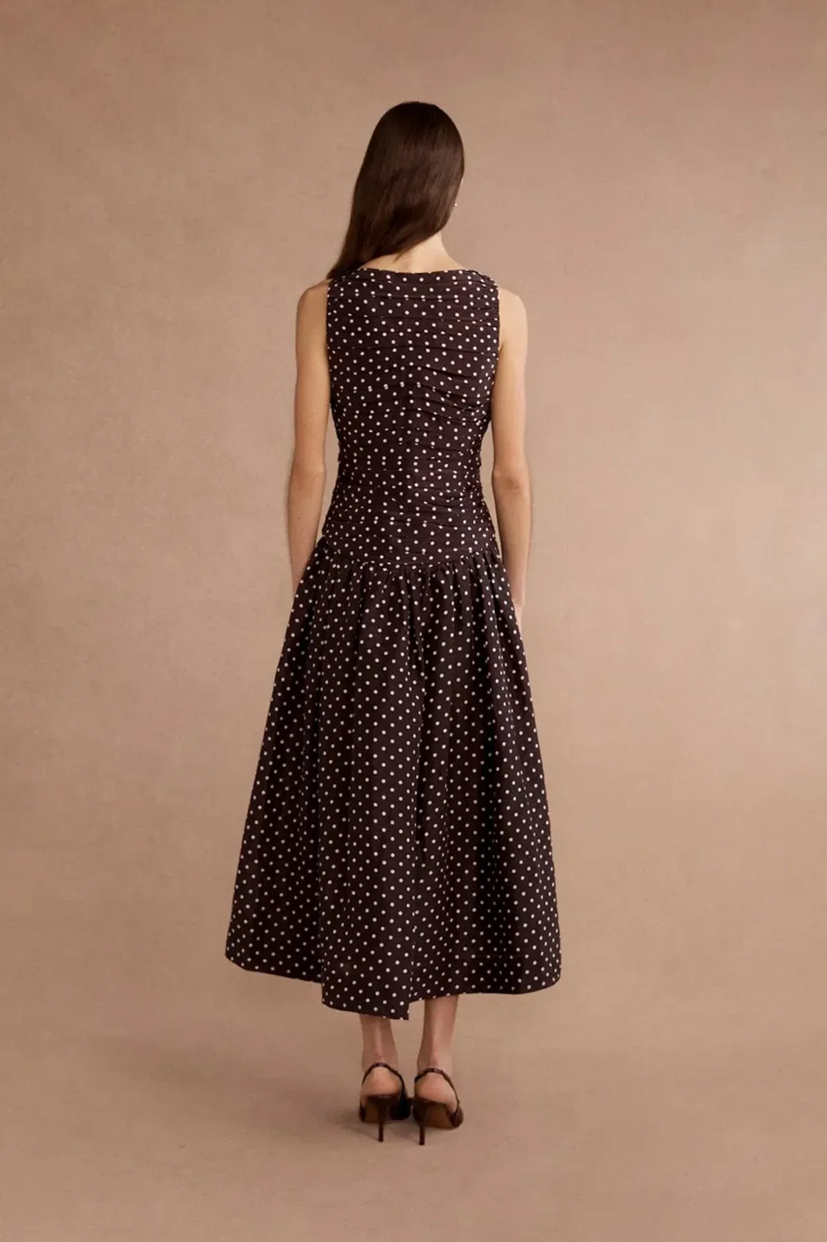Lovaan Val Midi Dress Cacao Spot Size 10 - Image 3