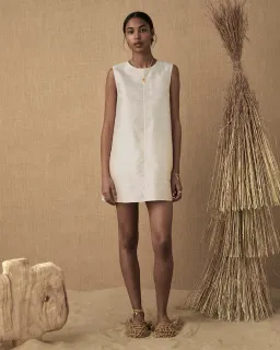 Lucy Folk Cartouche Silk Mini Dress for rent on The Volte - image 1