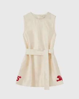 Lucy Folk Cartouche Silk Mini Dress for rent on The Volte - image 2
