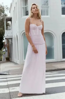 Manninng Cartell Double Time Pleat Dress Hydrangea Pink Bridesmaid Dress in AU 12 for rent on The Volte - image 1