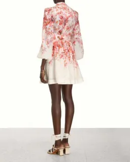 Zimmermann Devi Plunge Mini Dress in Floral Size 1 AU 10 for rent on The Volte - image 3