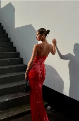 Misha Sapphire Sequin Maxi Dress in Red Sequin Size XS / AU 6 for rent on The Volte - image 3