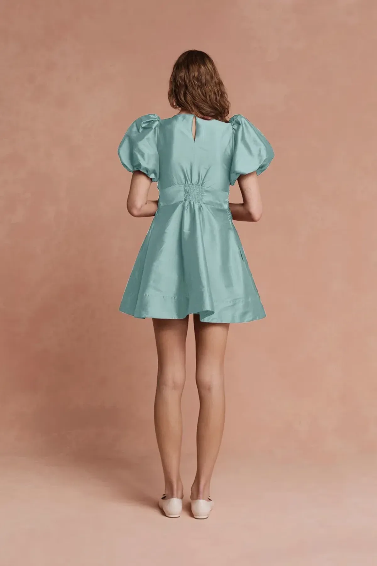 Lovaan Iris Mini Dress Sage Size 8 - Image 3