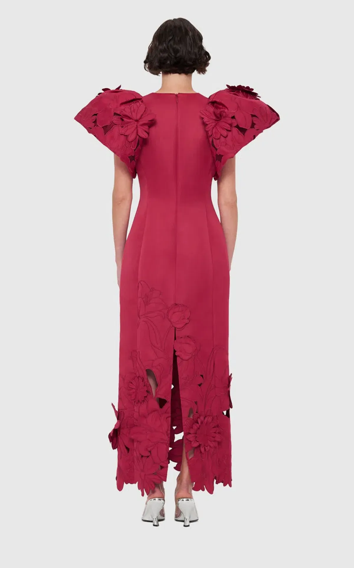 Leo Lin Exclusive Lucinda Floral-Appliquéd Cutout Crepe Maxi Dress Red Size 12 - Image 2