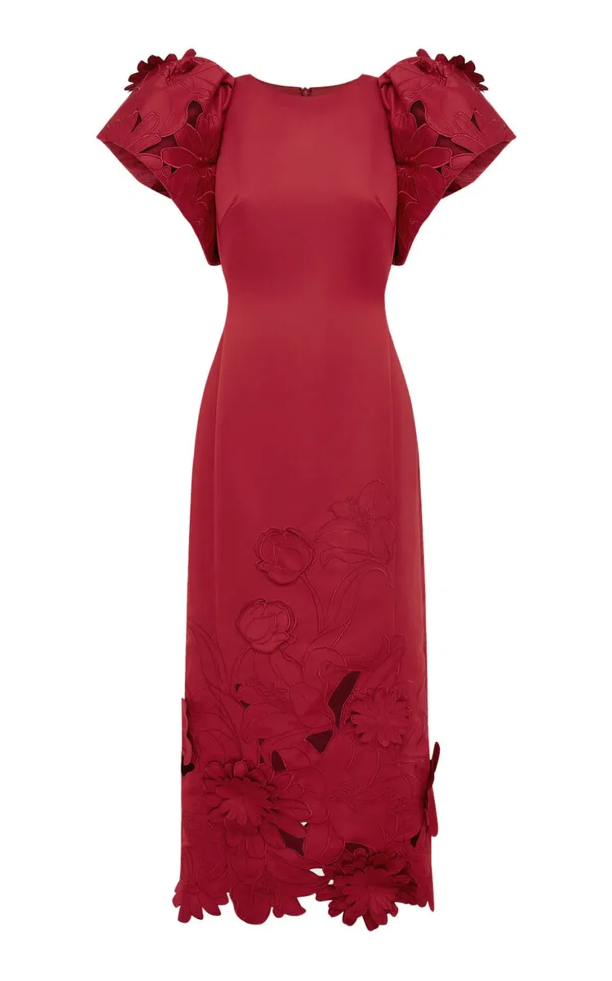 Leo Lin Exclusive Lucinda Floral-Appliquéd Cutout Crepe Maxi Dress Red Size 12 - Image 3