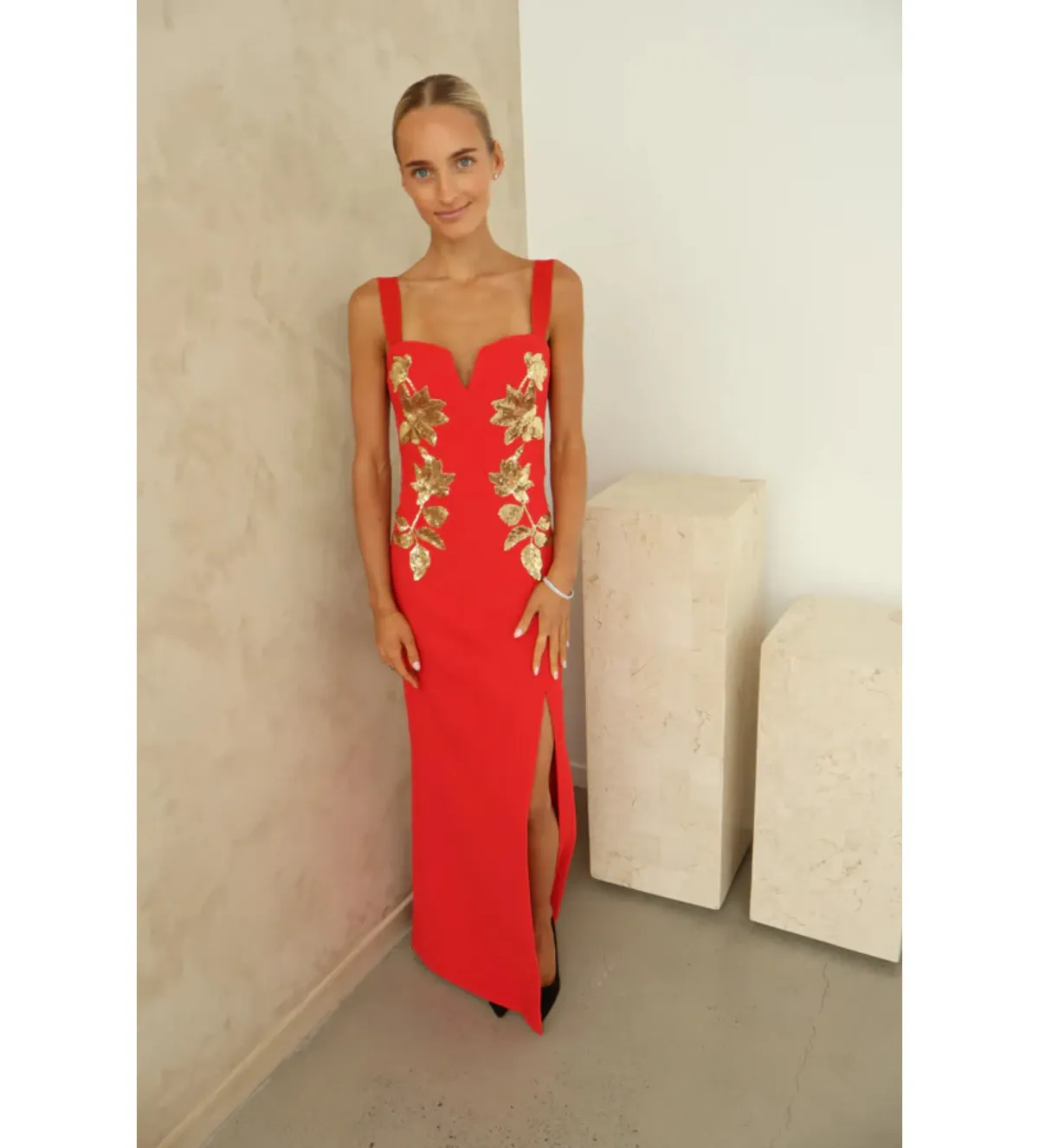 Rebecca Vallance Versaille Sequined Crêpe Gown in Red Size AU4 - Image 1