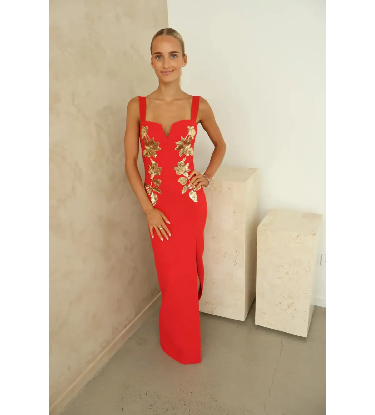 Rebecca Vallance Versaille Sequined Crêpe Gown in Red Size AU4 - Image 2