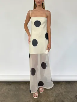 Coco & Lola By Nicola Mila Maxi Dress Ivory Polka / Size 14 for rent on The Volte - image 1