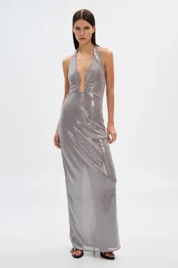 MISHA ‘Alusia’ Sequin Maxi Dress – Pewter Silver – Size AU M/10 ✨ for rent on The Volte - image 5
