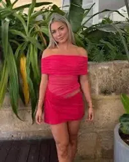 BENNI NICO OFF SHOULDER MINI DRESS IN WATERMELON SIZE 14 for rent on The Volte - image 3