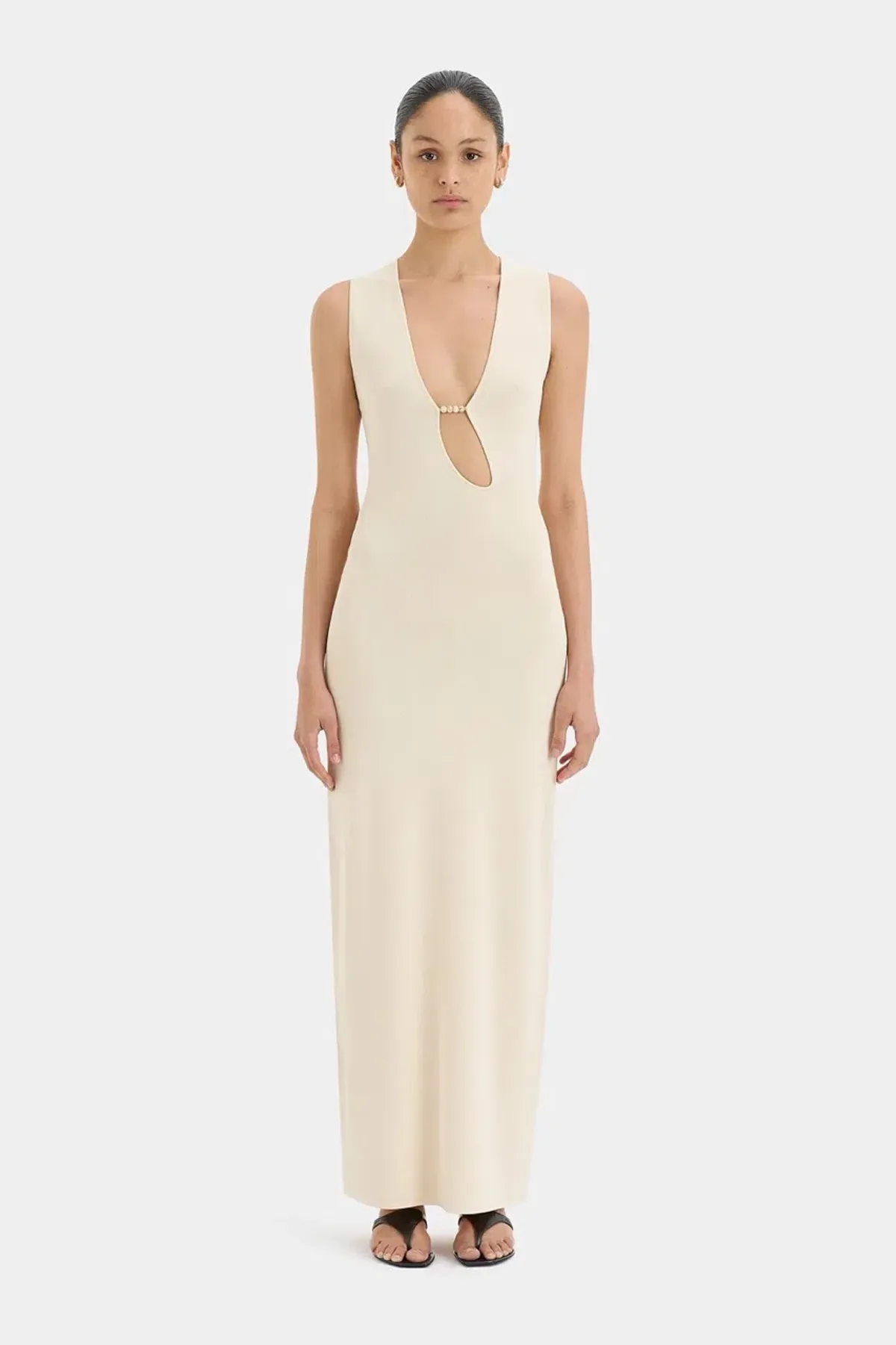 Sir Kinetic Beaded Midi Dress in Ecru size 1/8 - Image 1