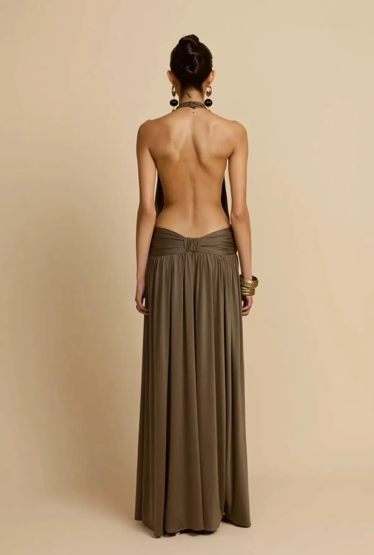 Arcina Ori, SANTINA DRESS KHAKI, Size XS, maxi, green - Image 2