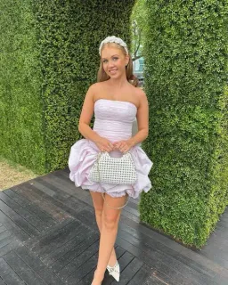 AJE VIOLETTE BUBBLE HEM MINI DRESS PASTEL PINK 6 for rent on The Volte - image 2