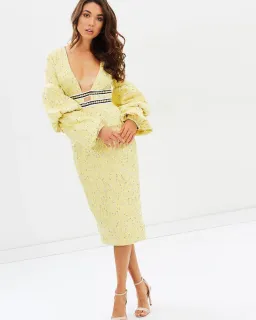 Asilio The Other Woman Midi Dress Yellow Size 10 for rent on The Volte - image 1