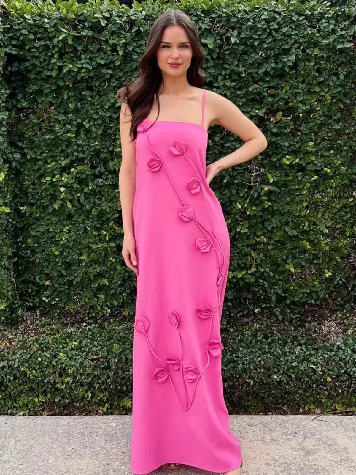 Elliatt Nolana Floral Applique Gown in Pink Size 12 - Image 1