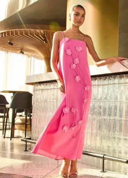 Elliatt Nolana Floral Applique Gown in Pink Size 12 for rent on The Volte - image 2