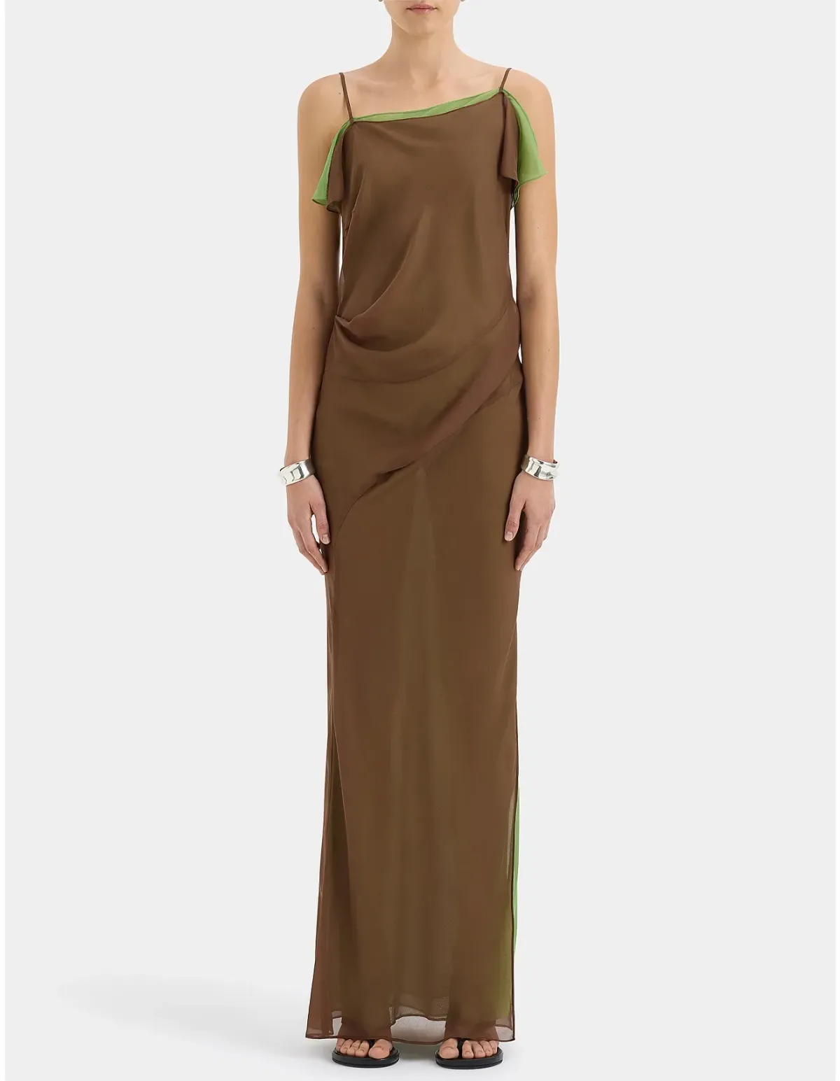 Sir The Label Danica Layered Midi Dress Brown Size 3 AU - Image 1