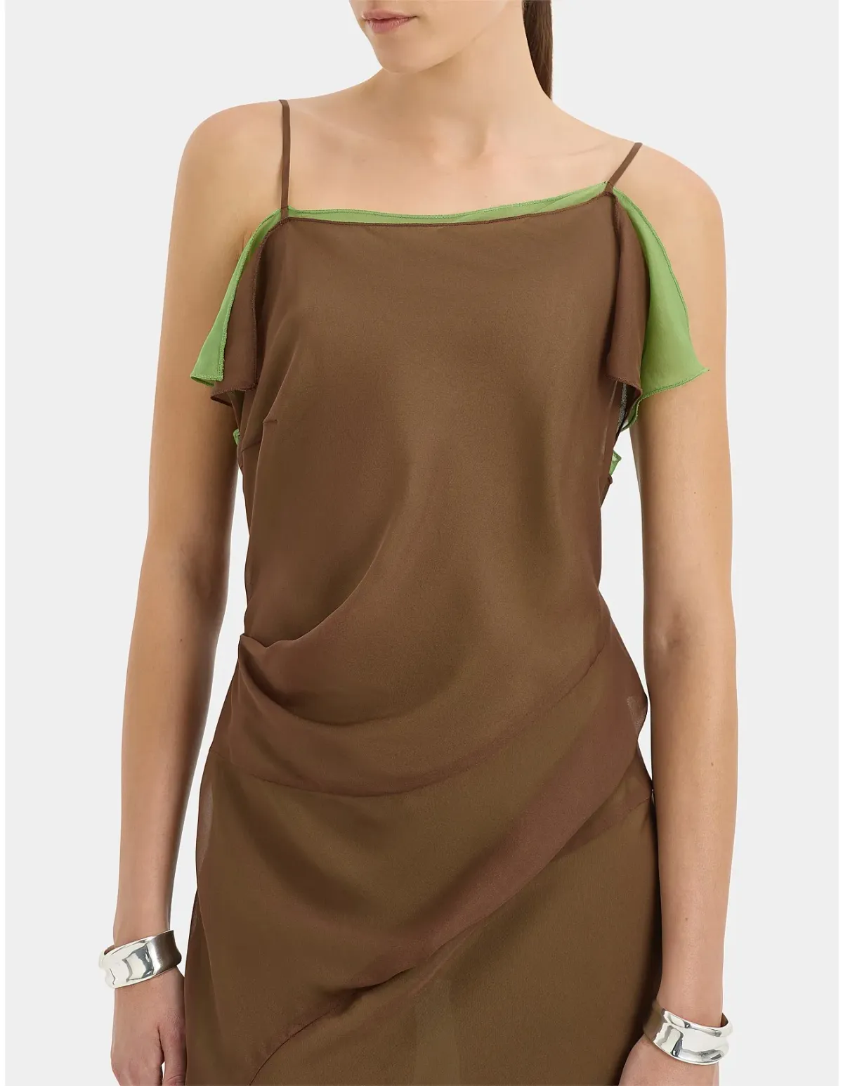 Sir The Label Danica Layered Midi Dress Brown Size 3 AU - Image 2