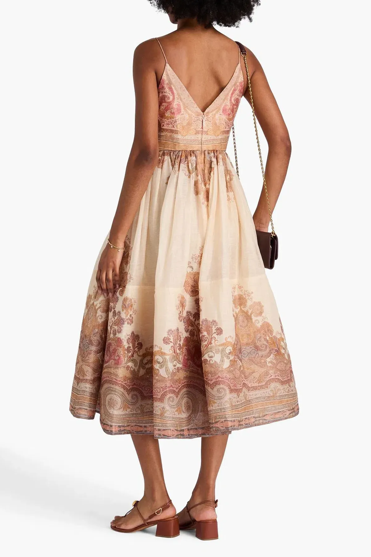 Zimmermann Illustration Draped Midi Dress Cream Paisley Size 10 - Image 2