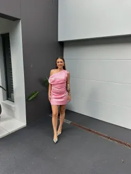 RHODE MINI DRESS | PINK - SIZE 8 for rent on The Volte - image 3