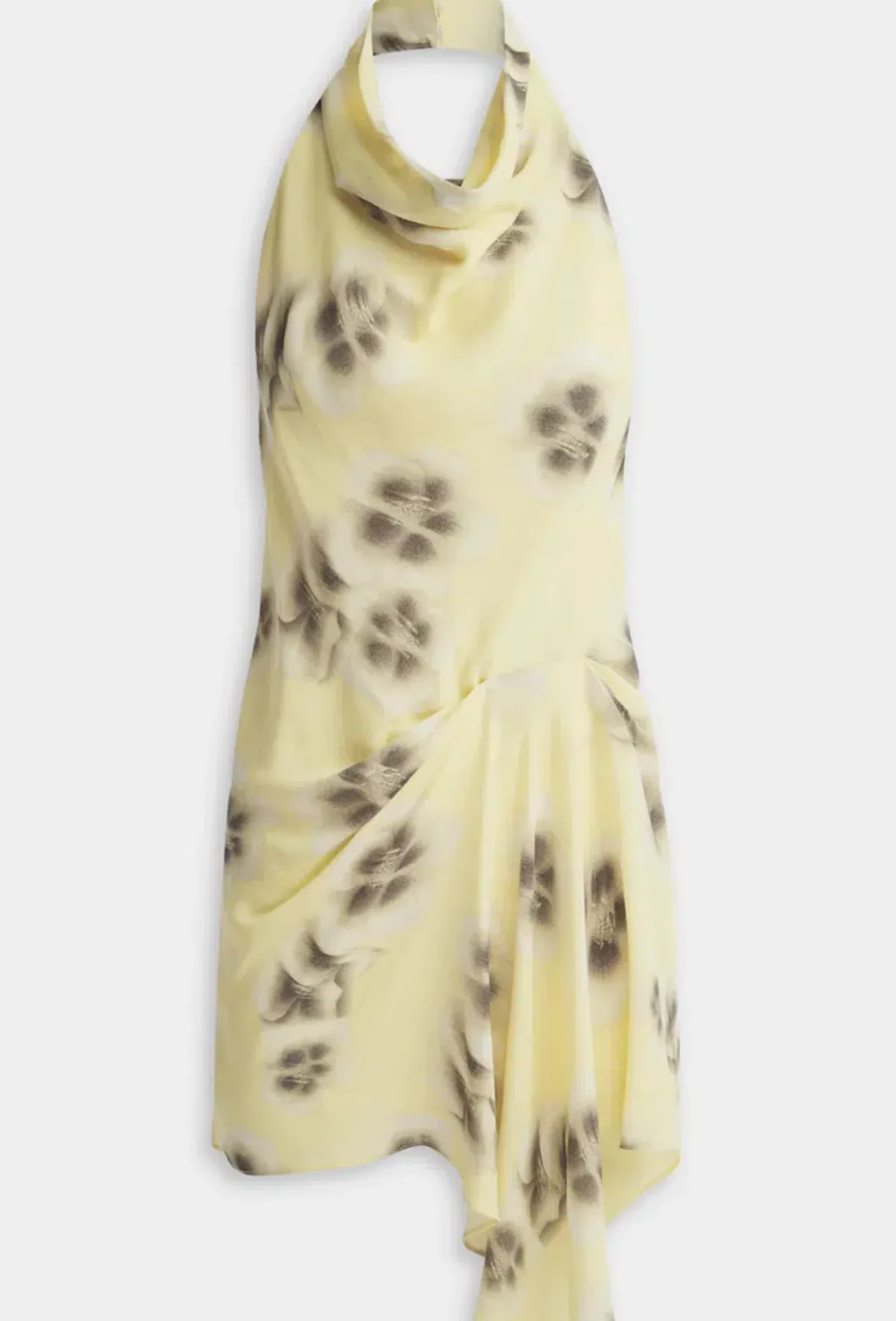 Venroy Draped Halter mini - pale yellow blurred floral - size XS - Image 4