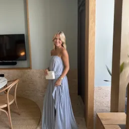 Bec & Bridge Camille Blouson Dress In Cloud Blue Size 8 for rent on The Volte - image 1