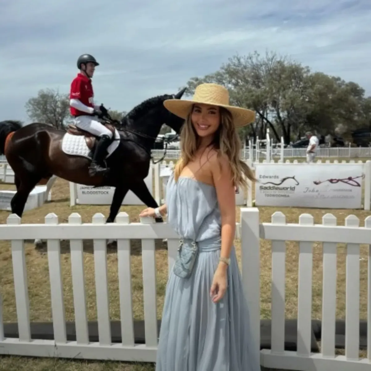 Bec & Bridge Camille Blouson Dress In Cloud Blue Size 8 - Image 4