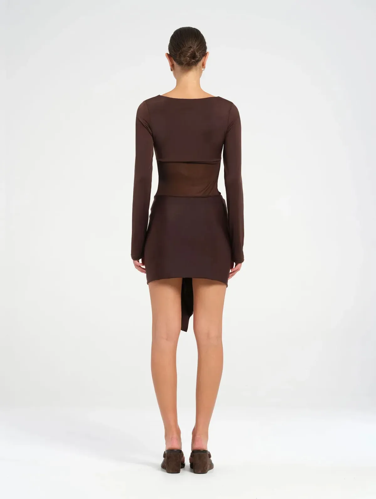 Benni Juni Mini Dress in Chocolate Brown Size 14 - Image 3