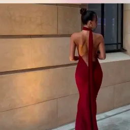 Leonie halter dress colour wine  for rent on The Volte - image 2