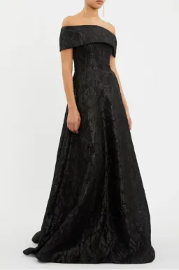 Rebecca Valance Colette Off Shoulder Gown Black Size AU 10 for rent on The Volte - image 2