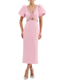 Rebecca Vallance Cava Midi Dress Pink Size 14 for rent on The Volte - image 1