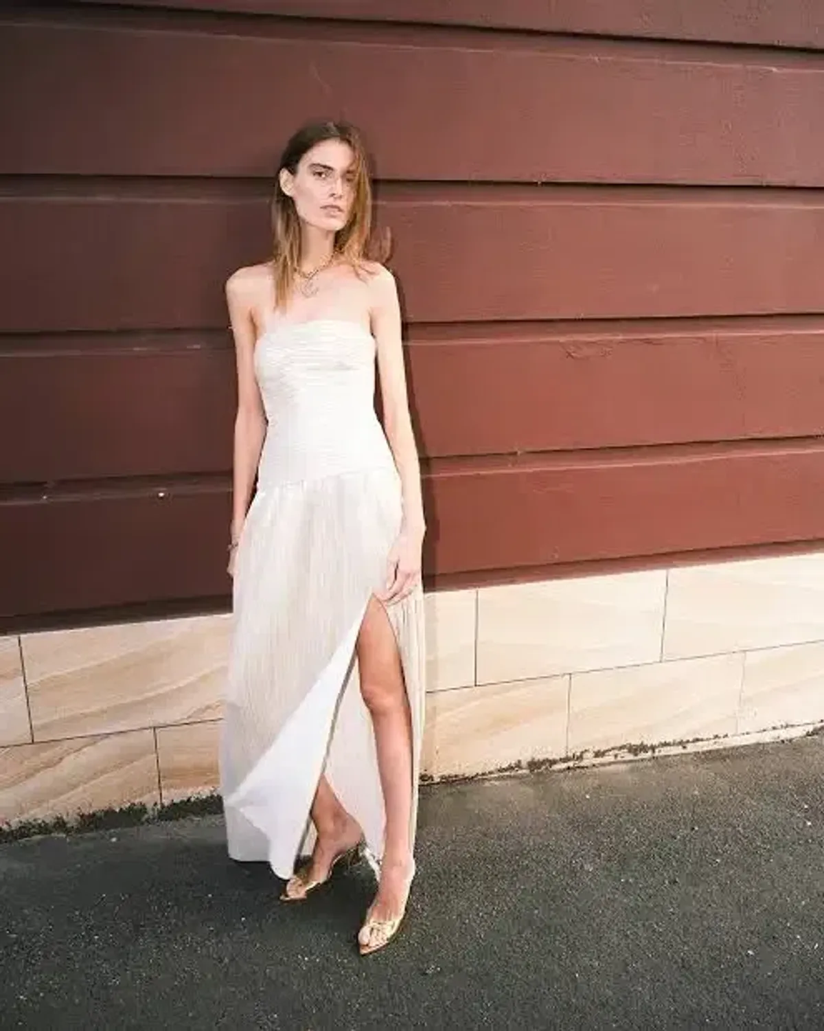 MANNING CARTELL DOUBLE TIME PLEAT STRAPLESS MAXI DRESS in WHITE AU 10 | Engagement party, Bridesmaid Dress  - Image 8