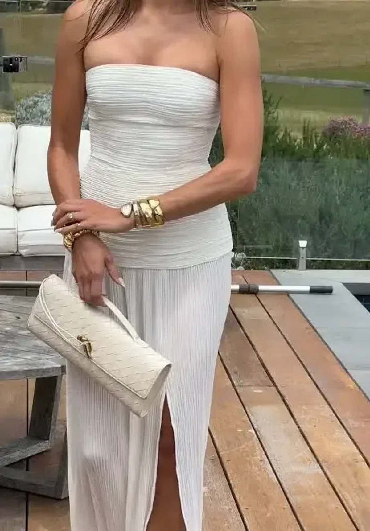 MANNING CARTELL DOUBLE TIME PLEAT STRAPLESS MAXI DRESS in WHITE AU 10 | Engagement party, Bridesmaid Dress  - Image 5