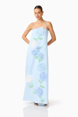 Elliatt Buttercup Embroidered Maxi Dress In Blue Size 14 for rent on The Volte - image 2