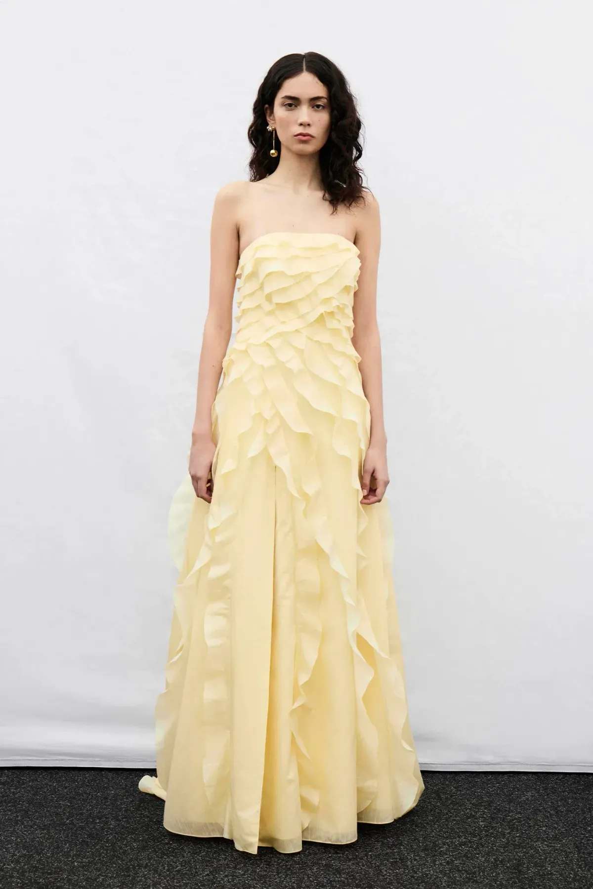 Aje Allairie Gown; butter yellow; size 8  - Image 1