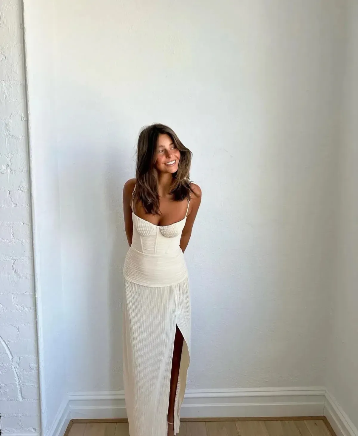 MANNING CARTELL DOUBLE TIME PLEAT STRAPLESS MAXI DRESS in WHITE AU 8 | Engagement party, Bridesmaid Dress  - Image 2