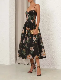 Zimmermann Luna Corset Midi Dress Black Rose Size 0 / AU 8 for rent on The Volte - image 8