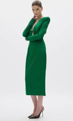 Rachel Gilbert Florida Long Sleeve Midi Dress in Green , Size 2 / AU 10 for rent on The Volte - image 3