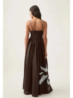 Aje Planetary Maxi Dress Size AU 16 Brown Carob Abstract Print Strappy Gown for rent on The Volte - image 2
