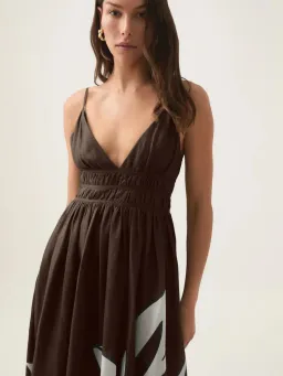 Aje Planetary Maxi Dress Size AU 16 Brown Carob Abstract Print Strappy Gown for rent on The Volte - image 4