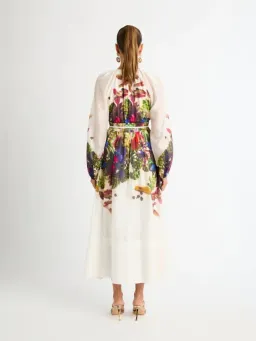 Sheike Impression Maxi Dress Size AU 16 / US 12 Tencel Linen Floral Print Long Sleeve Gown for rent on The Volte - image 4